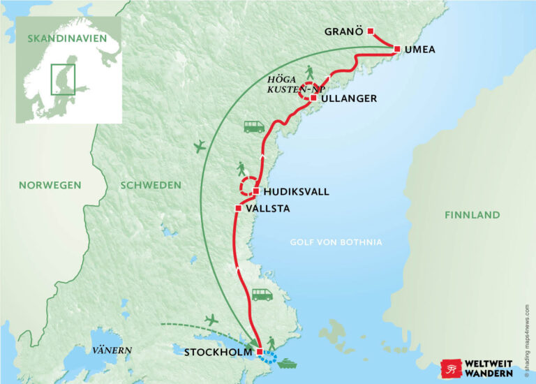 Wanderkarte Schweden - Moderne & Wildnis - Wanderreise Schweden