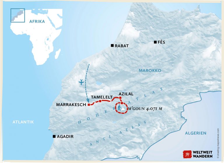 Wanderkarte Farben des Hohen Atlas - Wandern im Hohen Atlas