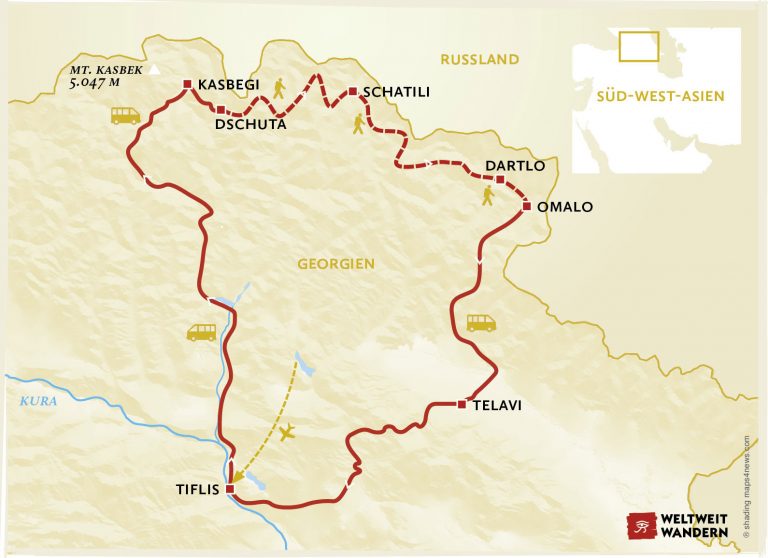 Wanderkarte Bergdörfer des Kaukasus - Trekking Kaukasus