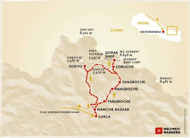 Wanderkarte Everesttrek & Gokyo Ri - Trekking Everestgebirge