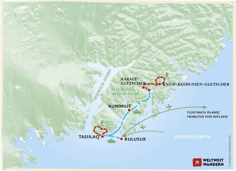 Wanderkarte Grönland - Abenteuer in der Arkits - Trekking Grönland