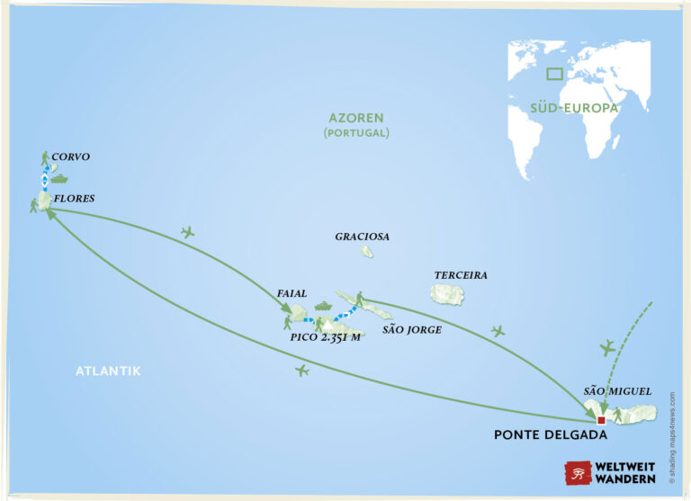 Wanderkarte Olivers Azoren - Inselhüpfen Azoren