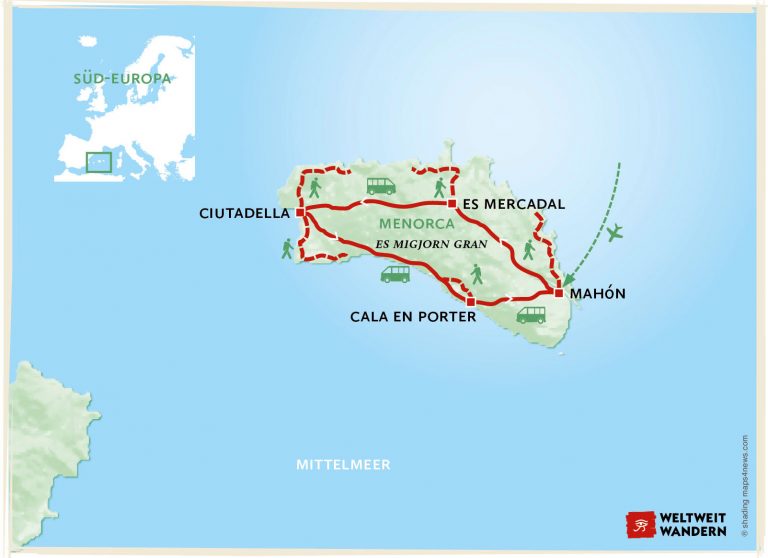 Wanderkarte Menorca - Kleinod der Balearen - Wandern Menorca