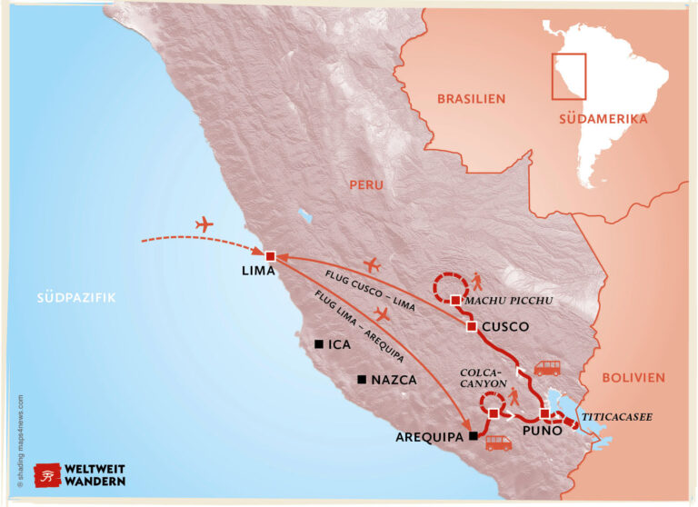 Wanderkarte Peru - Schätze der Inka - Trekking Peru