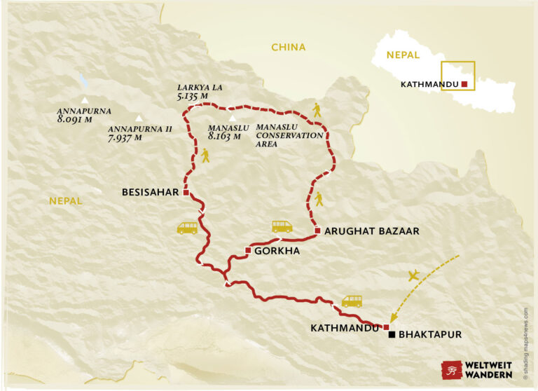 Wanderkarte Rund um den Manaslu - Trekking Manaslu-Massiv