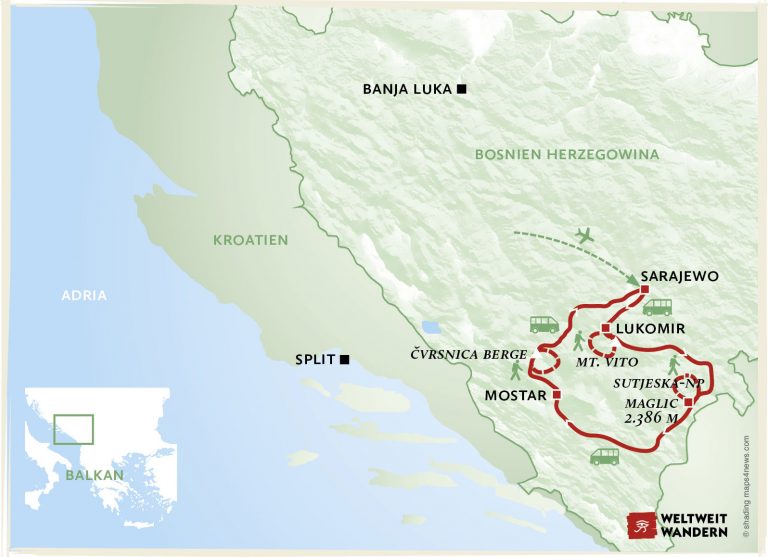 Wanderkarte Bosnische Bergwelten - Wandern Dinarische Alpen