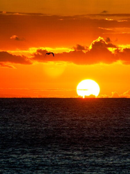 Ein Bild der untergehenden Sonne vor der kanarischen Insel La Gomera.