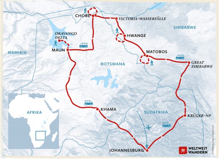 Wanderkarte Afrikas Dreiländereck