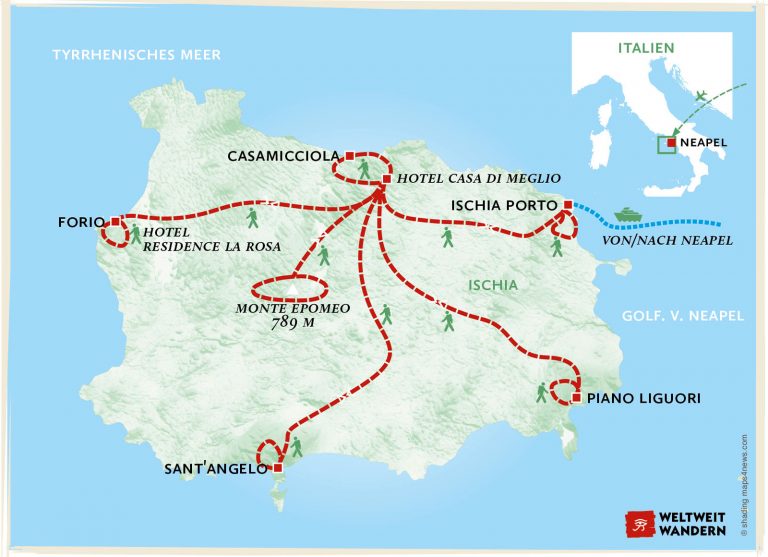 Wanderkarte Entspanntes Wandern auf Ischia - Wandern Ischia