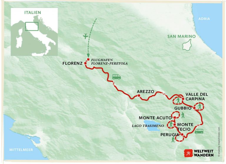 Wanderkarte Umbrien: Hügel, Burgen und Cucina Italiana - Wandern Umbrien