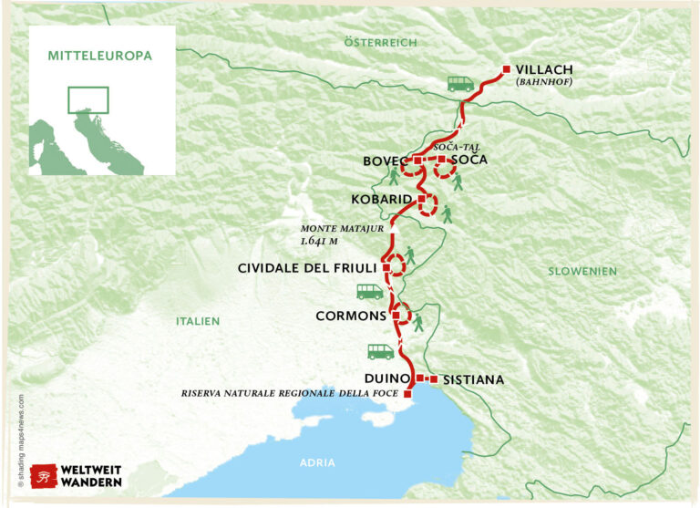 Wanderkarte Naturjuwel Sočatal und Friaul
