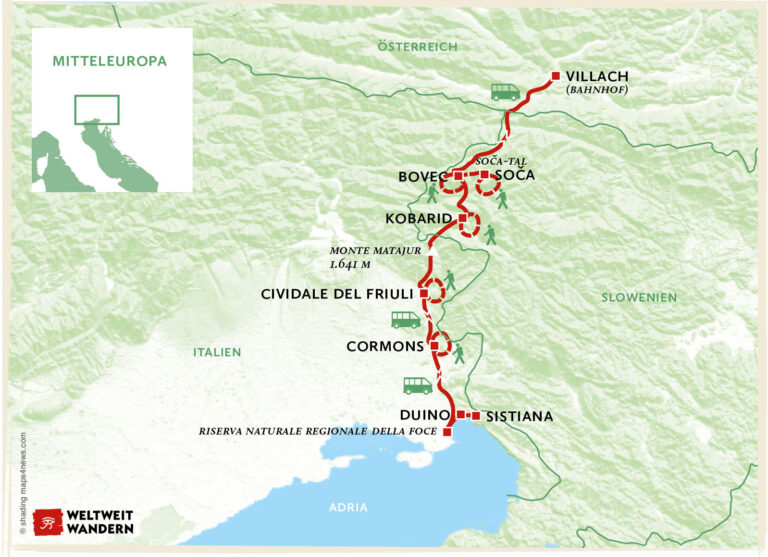 Wanderkarte Naturjuwel Sočatal und Friaul