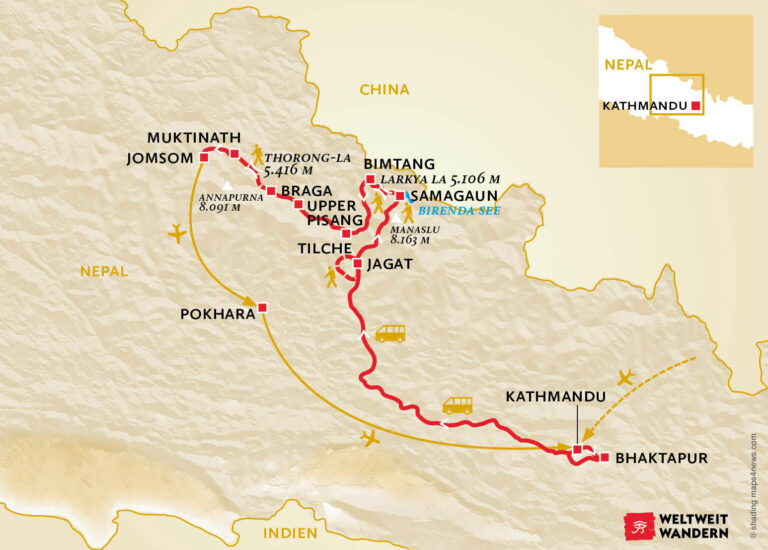 Wanderkarte Manaslu & Annapurna - Im Bann der Achttausender - Trekking Himalaya