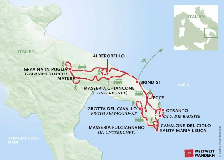 Wanderkarte Apulien: Wandern und Genießen in Salento und Basilikata - Wandern Salento