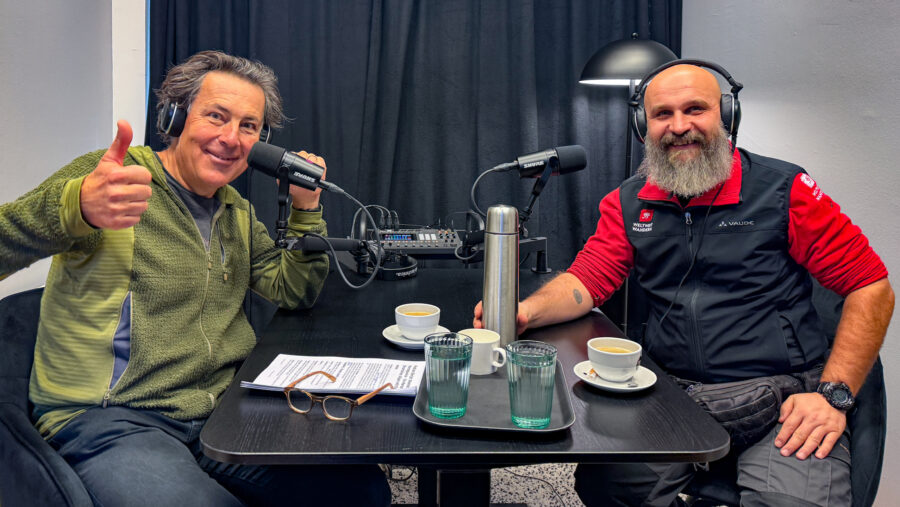 Christian und Evelin bei der Podcast-Aufnahme in Graz.